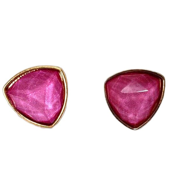 Bold Purple Triangle Stud Earrings – Gold  Geometric Statement Studs for Women - Picture 1 of 8